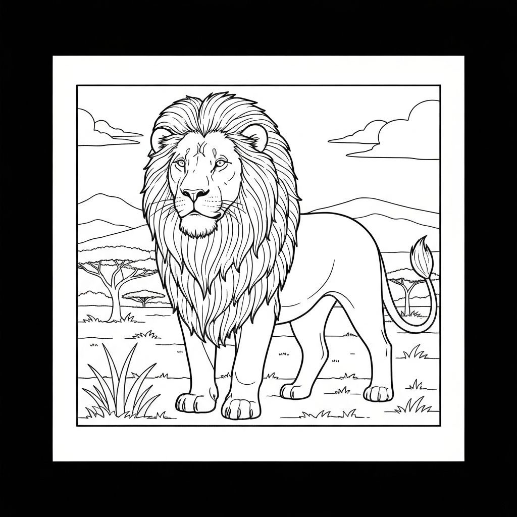 Majestic lion coloring page